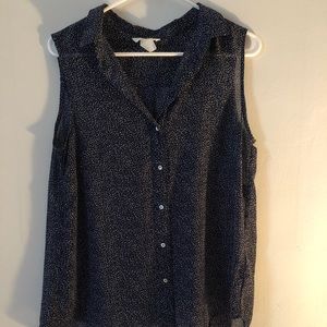 H&M Sheer Collared Sleeveless Shirt Size 10